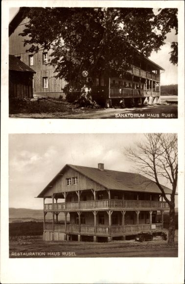 Ak Rusel Schaufling in Neder-Beieren, sanatorium Haus Rusel, restaurant