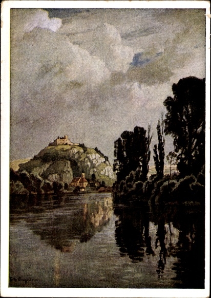 Artist PC Bayerlein, F., From Kallmünz, HDK 258, River, Castle