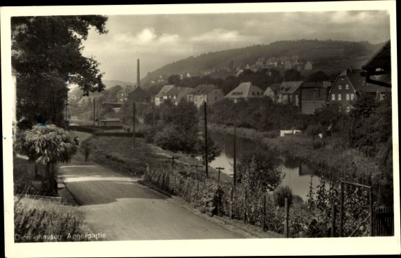 Postcard Dieringhausen Gummersbach in the Oberberg district, street on the Agger
