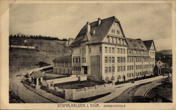 Postcard Schmalkalden in the Thuringian Forest, boys' school