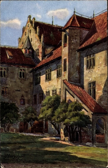 Artist PC Marshal, V., Füssen Bavaria, corner with courtyard