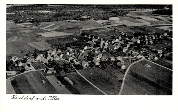 Postcard Kirchdorf an der Iller Württemberg, aerial photograph