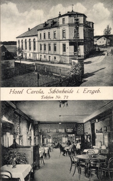 Ak Schönheide im Erzgebirge Sachsen, Hotel Carola, Innenansicht