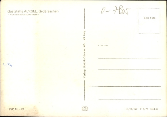Postcard Großräschen in Lower Lusatia, Acksel restaurant, conversation fountain