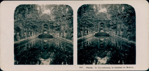 Stereofoto Parijs VI, Le Luxembourg, la fontaine de Medicis