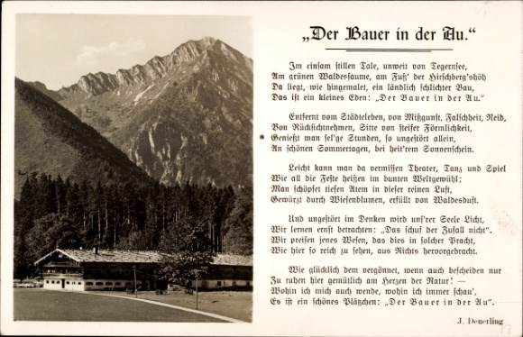 PC Bad Wiessee in Upper Bavaria, farmer in the meadow, poem by Detterling