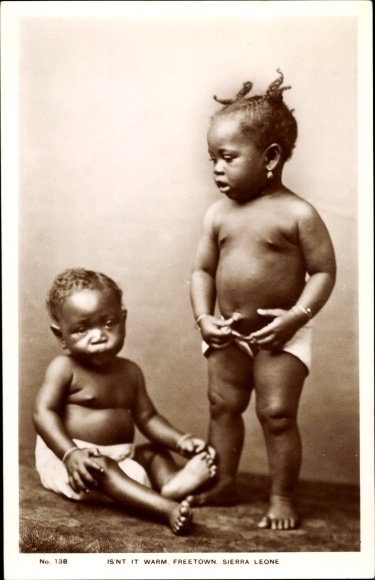Ak Freetown Sierra Leone, Zwei Kinder, Portrait