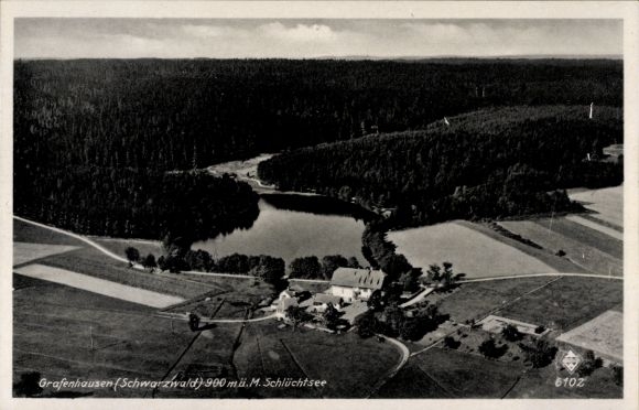 Ak Grafenhausen im Schwarzwald, Luftaufnahme von Grafenhausen, Schlüchtsee, Waldlandschaft, 1942