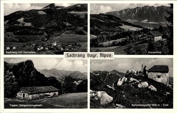 Postcard Sachrang Aschau im Chiemgau Upper Bavaria, Kaiserblick, Spitzstein summit