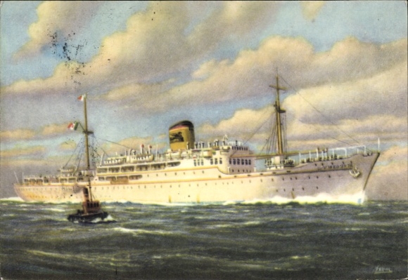 Künstler Ak Dampfschiff Enotria, Messapia, Adriatica Societa di Navigazione Venezia