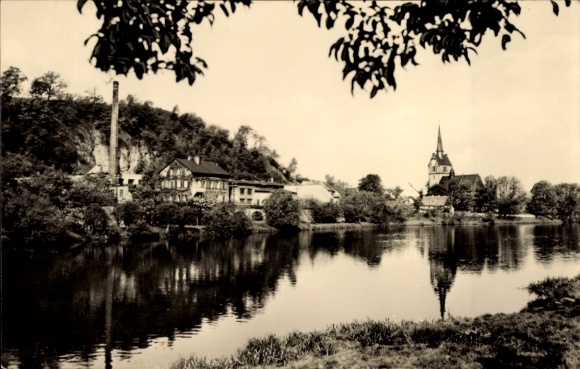 Ak Leisnig in Sachsen, Blick vom Ufer