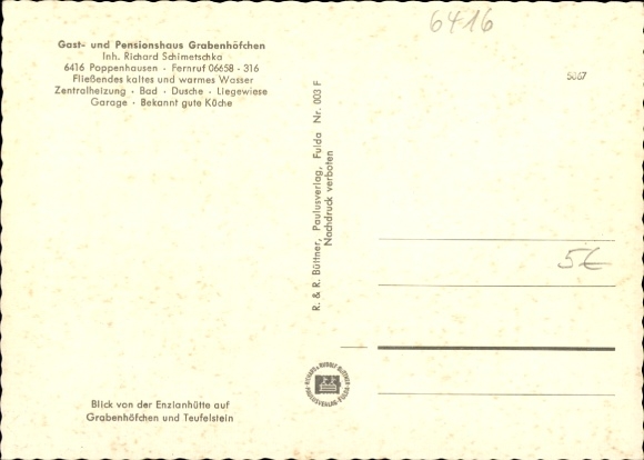 Postcard Poppenhausen at the Wasserkuppe Rhön, Gasthaus Grabenhöfchen