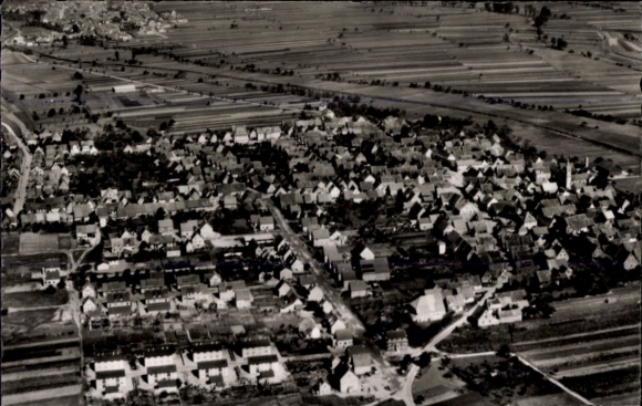 Postcard Spöck Stutensee in Baden, aerial photograph