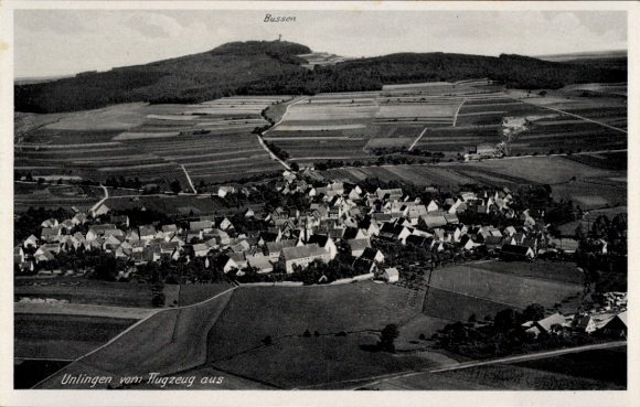 Postcard Unlingen in Upper Swabia Württemberg, aerial photograph