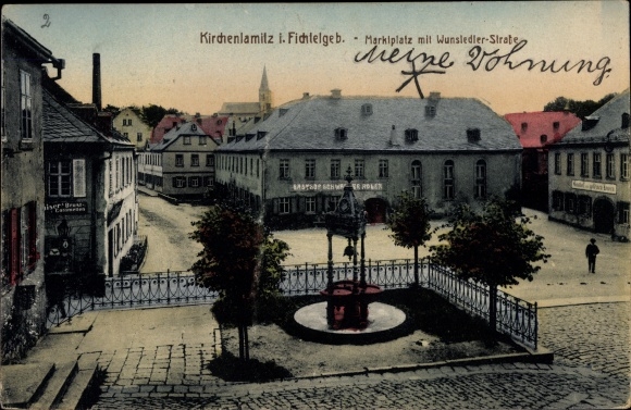 Ak Kirchenlamnitz Fichtelgebirge, marktplaats, Wunsiedler Straße