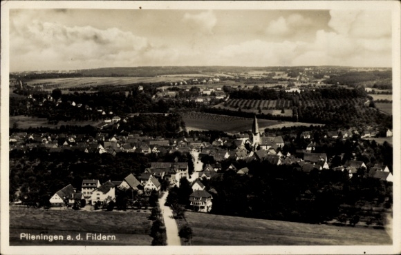 Postcard Plieningen Stuttgart Neckar, overall view
