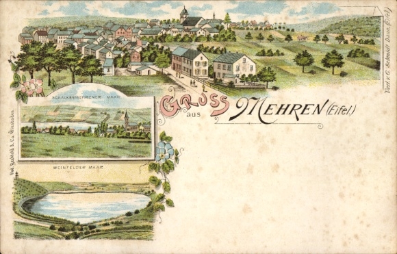 Chromo-Litho Mehren in the Eifel, total view