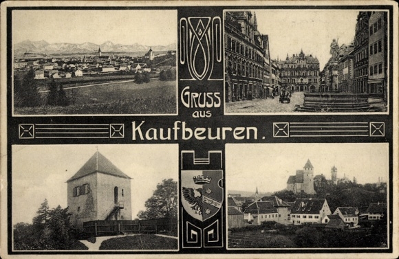KP Kaufbeuren nad rzeką Wertach w Szwabii, widok na budynek, krajobraz, architektura