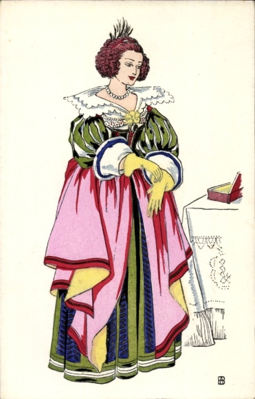 Artist CPA Mode, Regene de Louis XIII, 1625