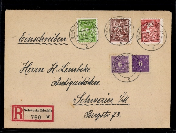Michel nr 23/25b z nr 9 (2) na literę R