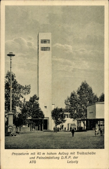 Postcard Dresden, Annual Review of German Work 1927, The Paper, The Talking Tower, Press Tower