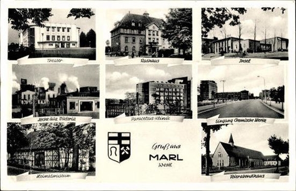 11 alte Ak Marl in Westfalen, diverse Ansichten
