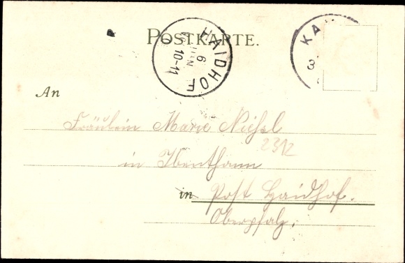Chromo-Litho Kandel in the Palatinate Bienwald, church, train station, town hall, school