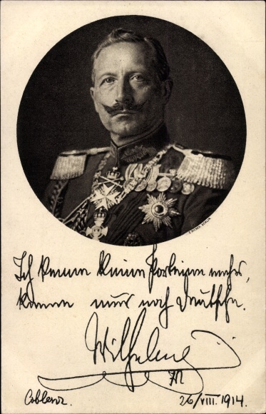 Postcard Kaiser Wilhelm II., I don&#39;t know any parties anymore, quote 1914