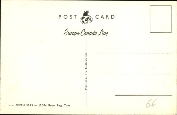 Postcard Steamboat MV Seven Seas, Europe Canada Line