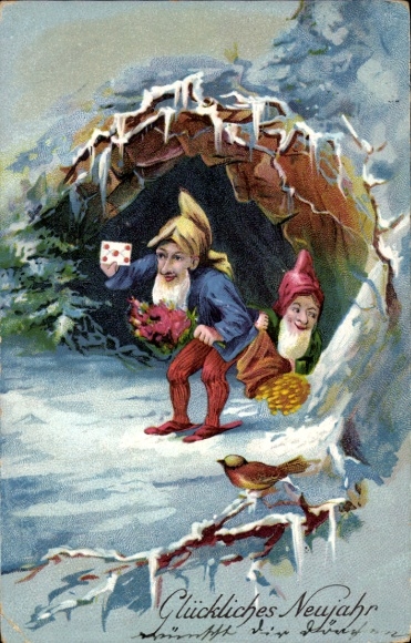 Embossed PC Happy New Year, Congratulations New Year, Dwarves
