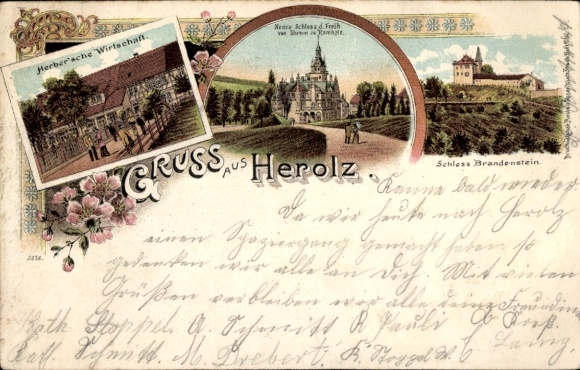 Chromo-Litho Herolz Schlüchtern in Hesse, Brandenstein Castle, New Castle, Herber's Inn