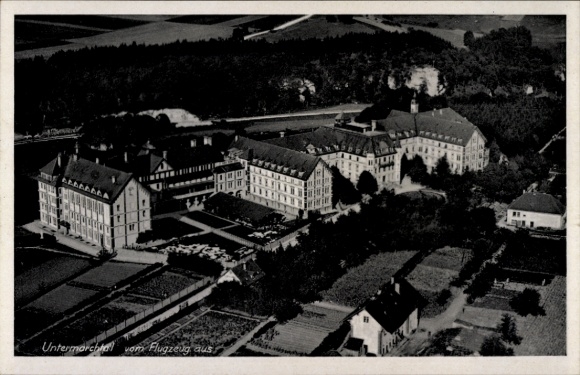 Postcard Untermarchtal on the Danube, aerial photograph
