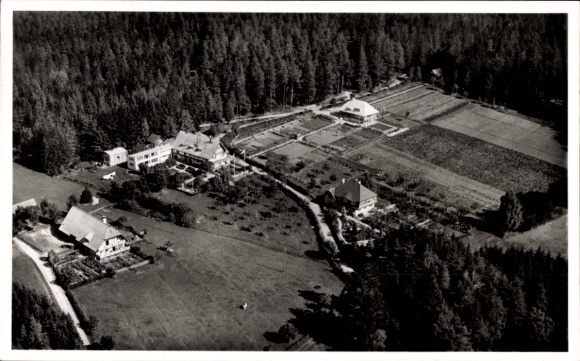 Ak Königsfeld im Schwarzwald Baden, Fliegeraufnahme Sanatorium Kinderweide