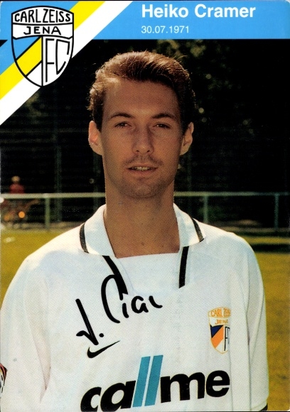 Handtekeningkaart voetballer Heiko Cramer, FC Carl Zeiss Jena, handtekening