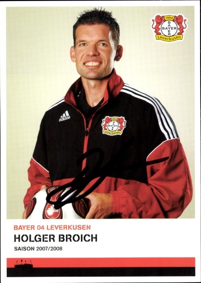 Autogrammkarte Konditiostrainer Holger Broich, Bayer 04 Leverkusen, Autogramm