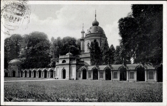 Postcard Schwetzingen in Baden, castle garden, mosque