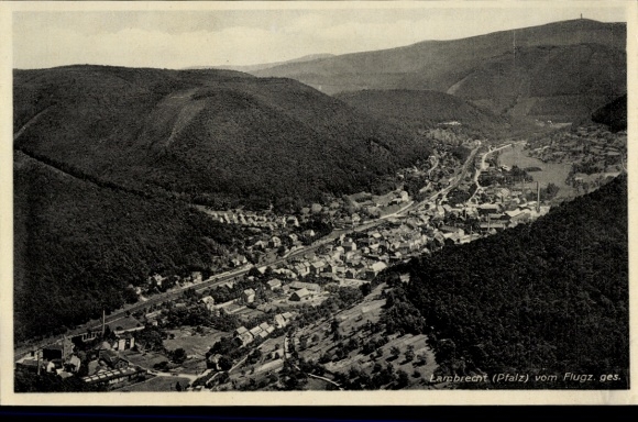 Postcard Lambrecht in the Palatinate, aerial photograph