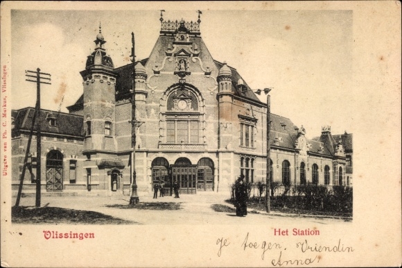 Postcard Vlissingen Zeeland Netherlands, Het Station, railway station