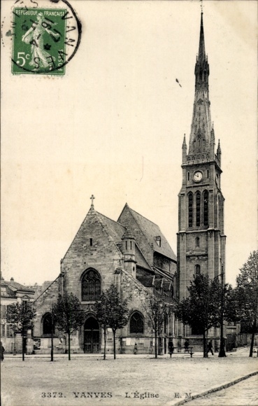 Postcard Vanves Hauts de Seine, L'Église
