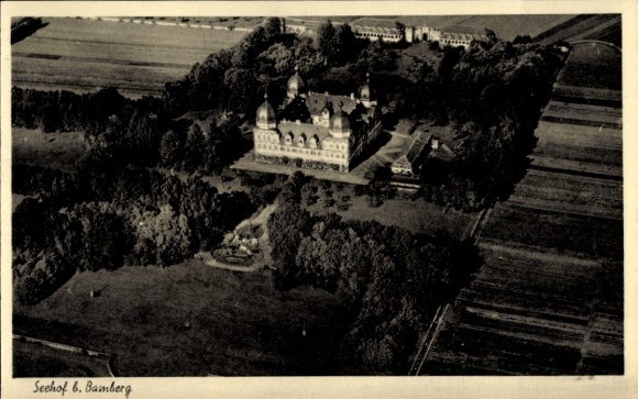 Postcard Bamberg in Upper Franconia, Seehof, architecture, surroundings, aerial photograph