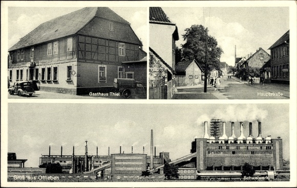 Postcard Offleben Helmstedt in Lower Saxony, Schwelwerk, Inn Thiel, Hauptstrasse