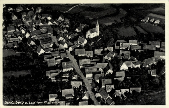 Postcard Schönberg Lauf an der Pegnitz in Middle Franconia Bavaria, aerial photograph