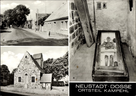PC Kampehl Neustadt Dosse in Brandenburg, fortified church, non-decomposed corpse d. knight v. bald butz