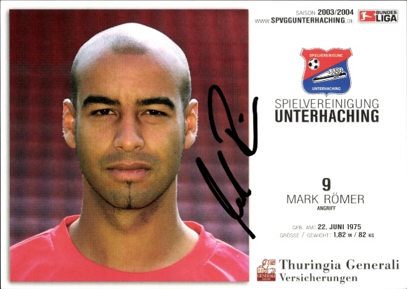 Autograph card footballer Mark Römer, SpVgg Unterhaching, autograph