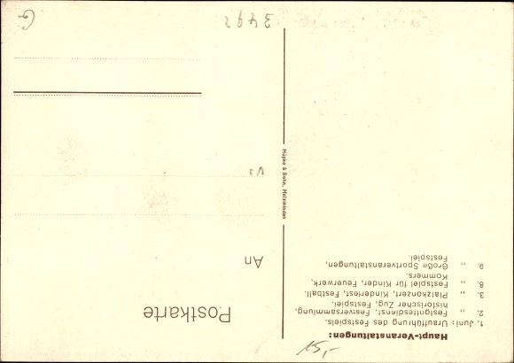 Artist Postcard Brakel in Nethegau Westphalia, 1100th anniversary 1929, Schloss Hinnenburg