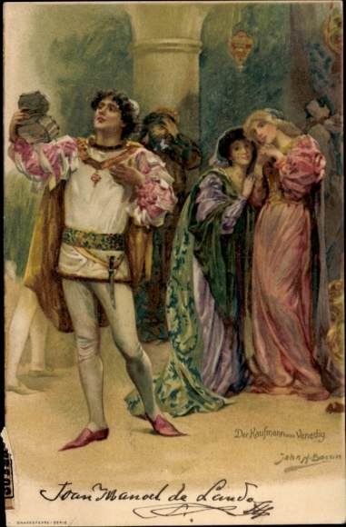 Künstler Litho Der Kaufmann von Venedig, Theaterstück von William Shakespeare