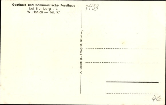 Postcard Blomberg in the district of Lippe, inn and summer resort forester&#39;s house
