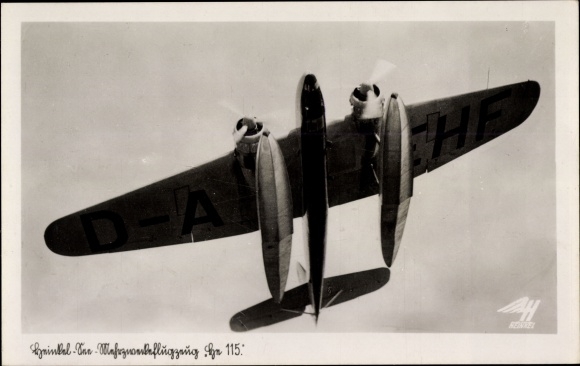 Postcard Deutsche Luftwaffe, sea multi-purpose aircraft Heinkel He 115, D-AEHF