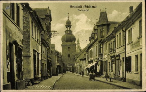 Ak Hettstedt im Südharz, Freimarkt, Geschäfte