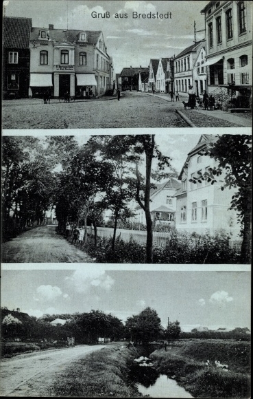 Postcard Bredstedt in North Friesland, street section, shops
